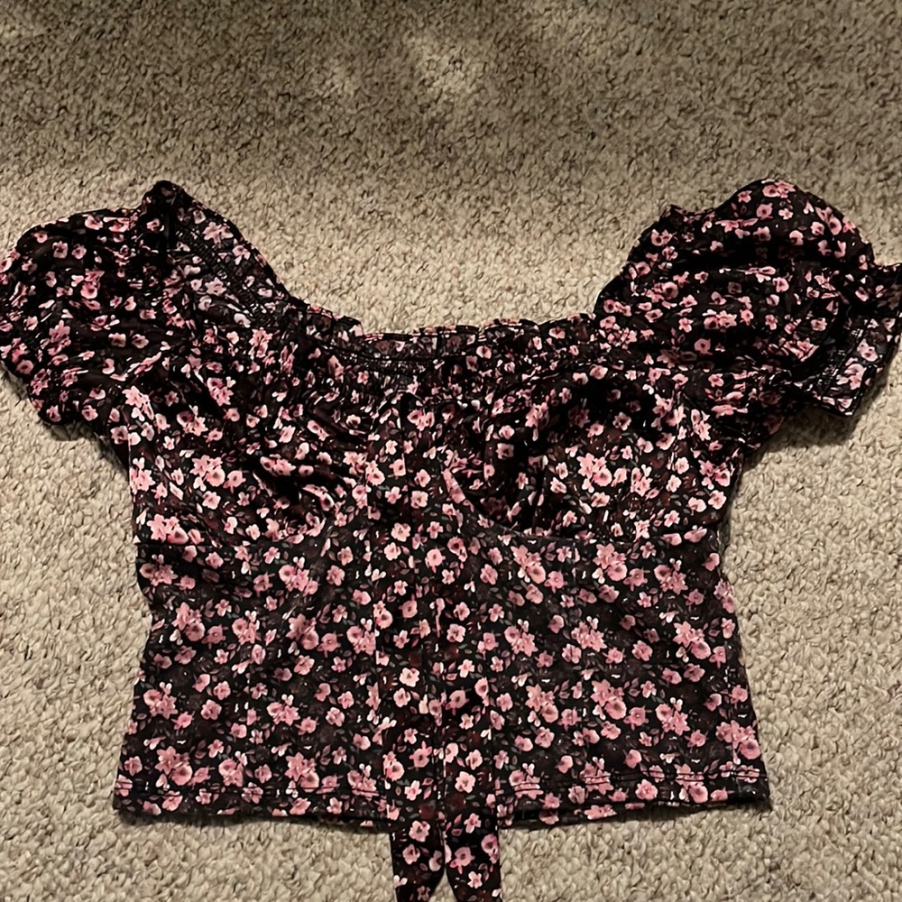 Pink and Black Floral Blouse/Corset